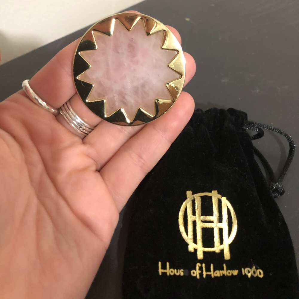 House of Harlow sunburst necklace rose quartz